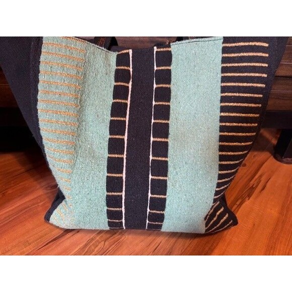 America and Beyond Embellished Tote Tassel Green And Black Beach Travel EUC - Picture 6 of 16